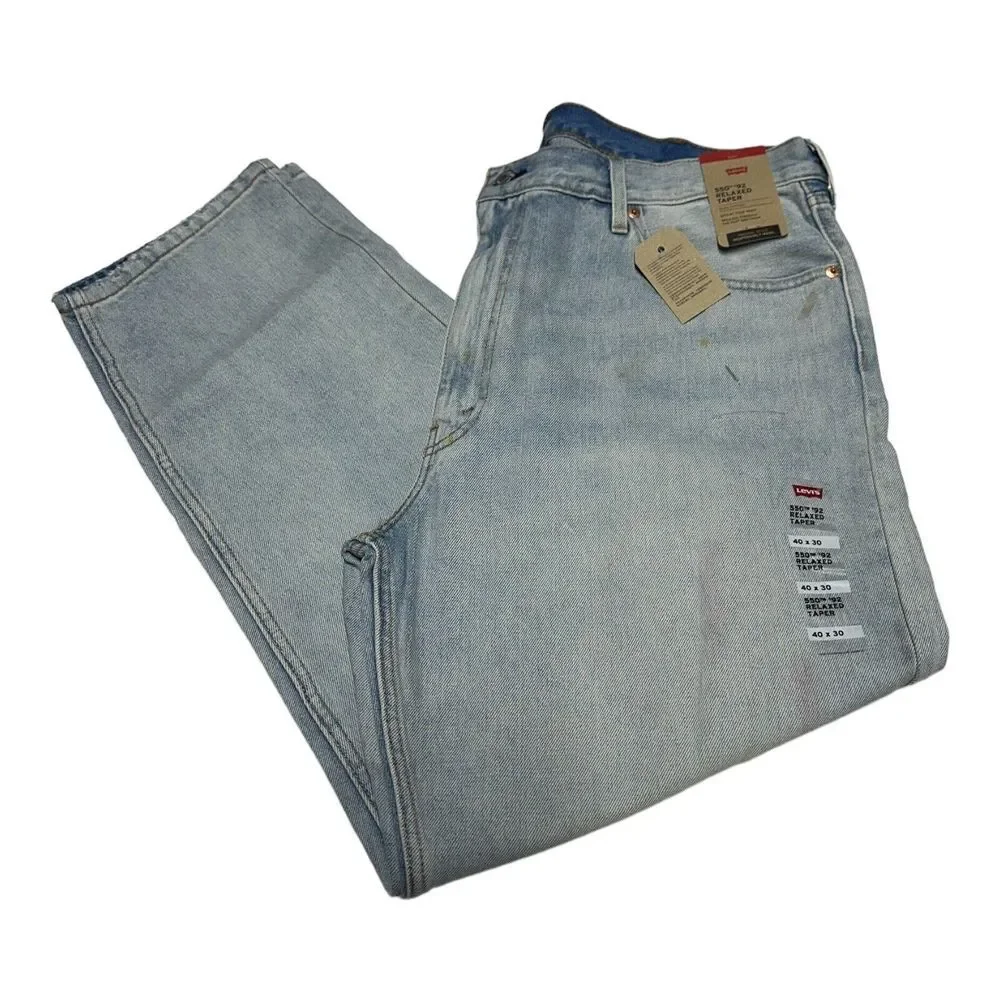 NWT Levi's 550 '92 In The‎ Waves Stained Distressed Relaxed Taper Jeans Sz 40x30